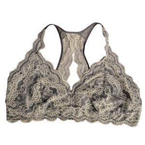 Felina XL Lace Racerback Bralette In Gray & Cream